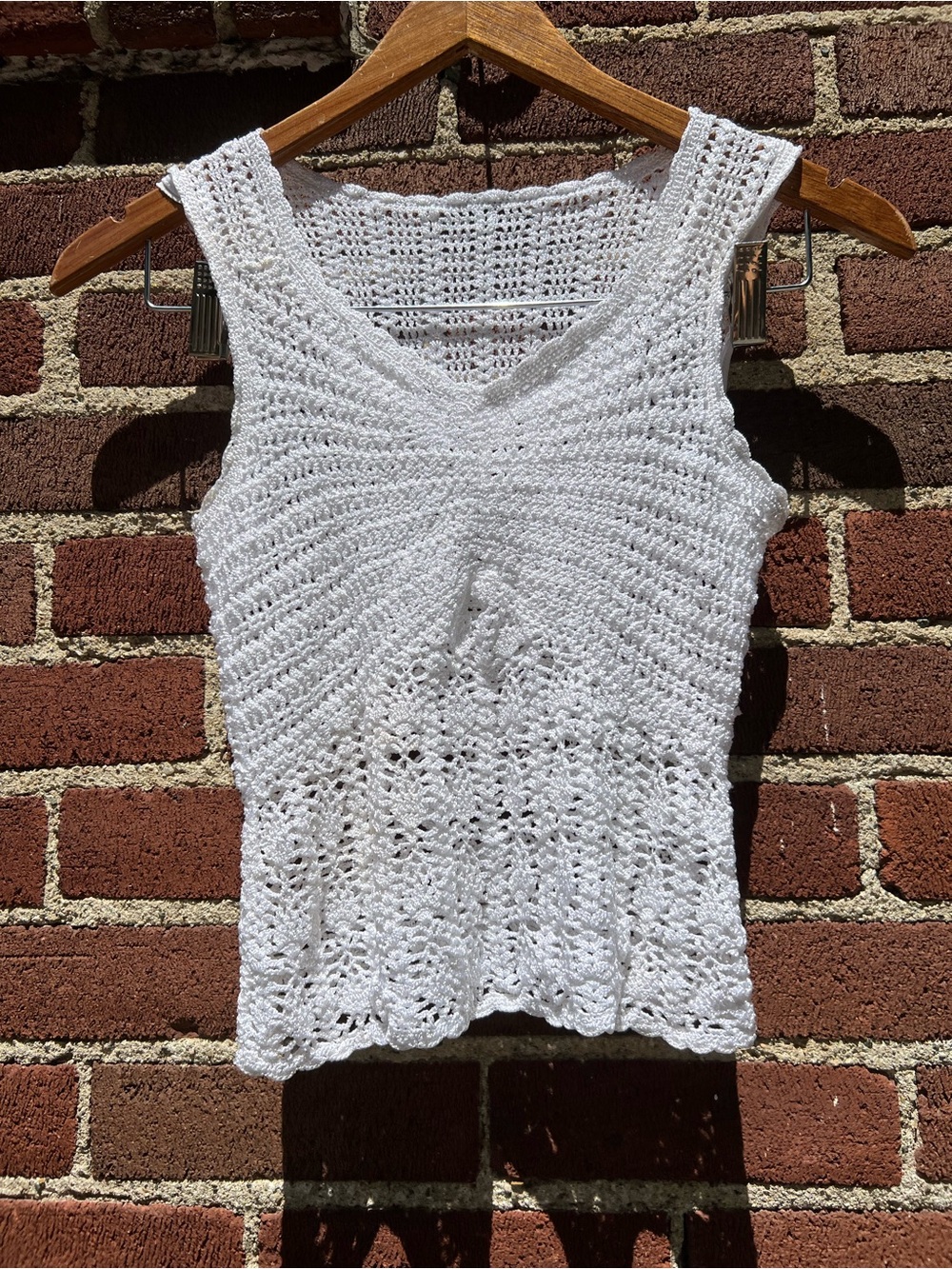 White Crochet V-Neck Tank Top